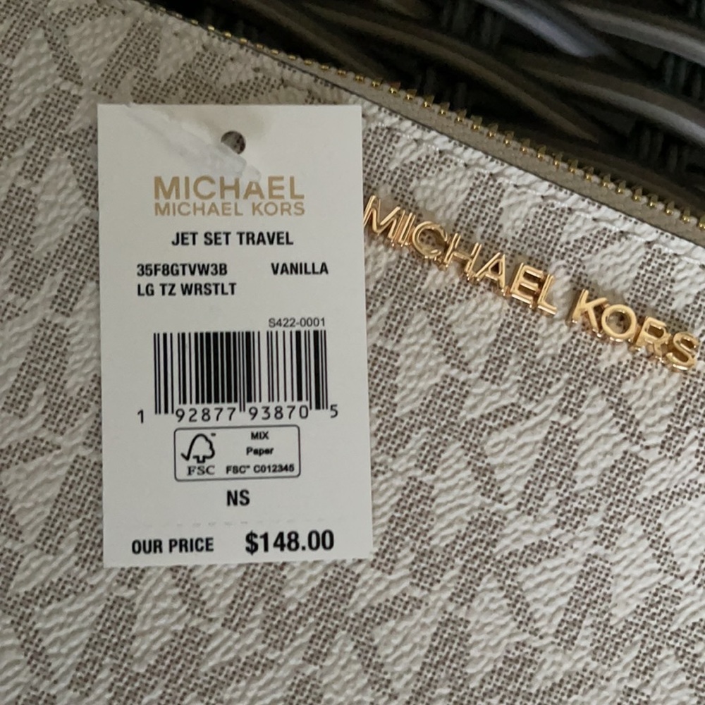 Michael Kors Jet Set Travel Large Top Zip Signature Wristlet Clutch - Picture 14 of 16